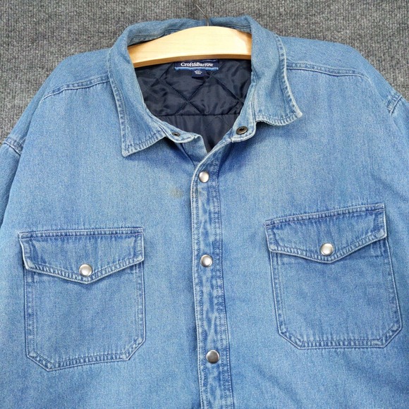 Croft & Barrow Men's Quilt Lined Denim Jacket Blue XXL Snap Button - Picture 3 of 15